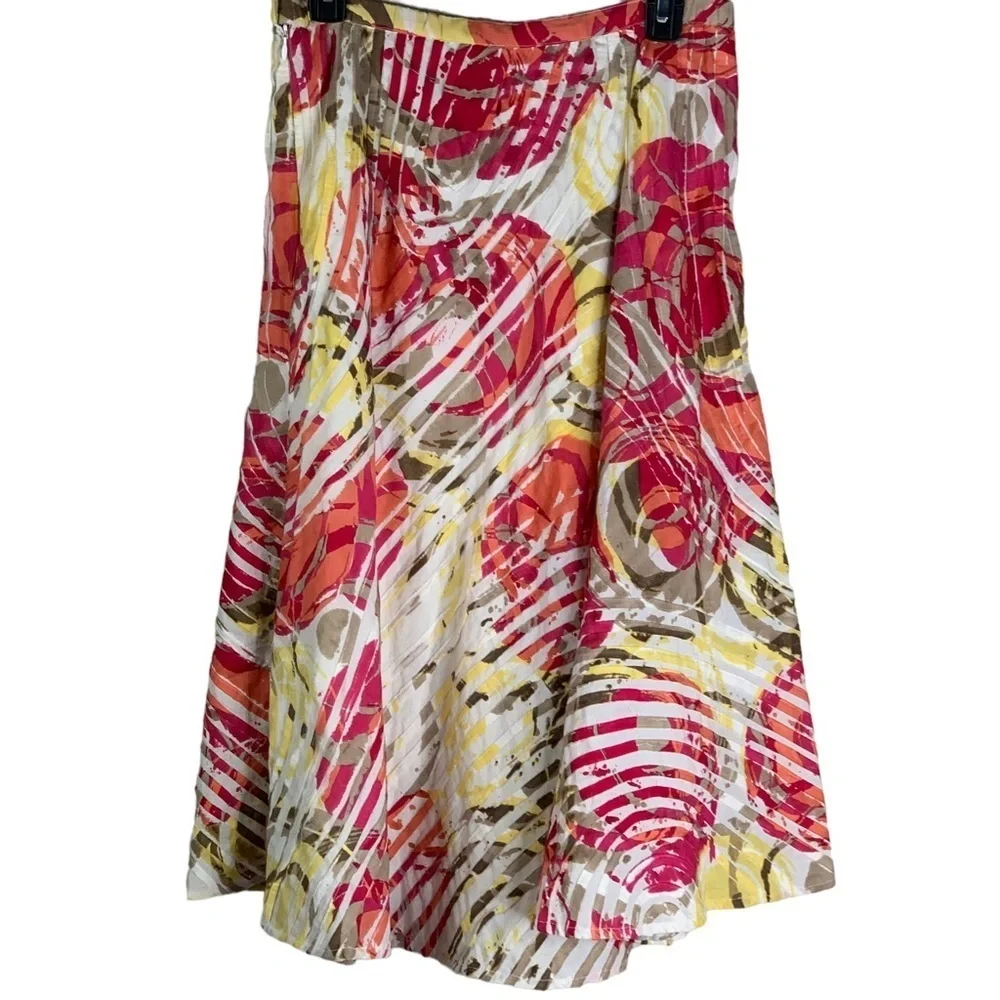 Chico’s Gorgeous Colorful Full Circle Skirt Lined 100% Cotton Size Small (4-6)